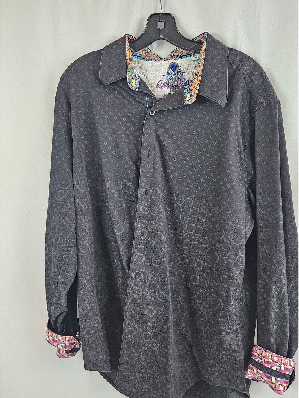 Robert Graham Men's XL Black Button-Up Shirt w/Flip Cuffs